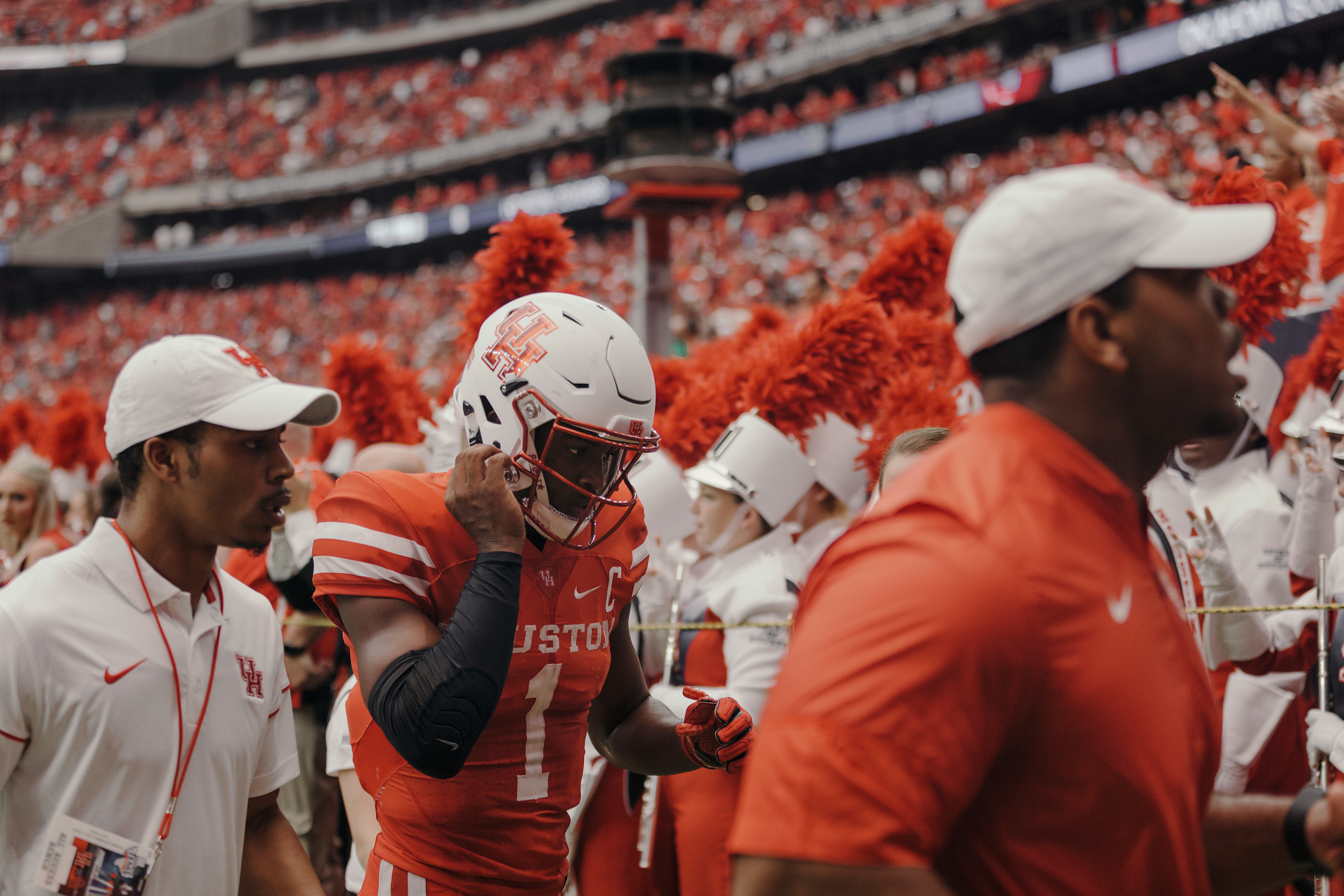 University of Houston quarterback, Greg Ward Jr., walks back to the locker room after the first half. Todd Spoth for The New York Times.